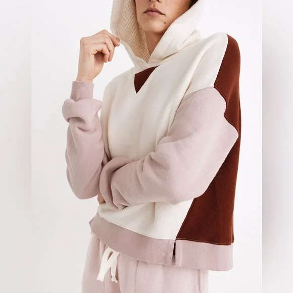 MADEWELL MWL Airyterry Hoodie Sweatshirt and Shorts Set in Colorblock - Picture 7 of 9